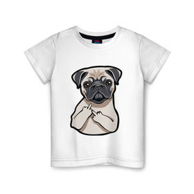 Детская футболка хлопок с принтом Злой мопс в Санкт-Петербурге, 100% хлопок | круглый вырез горловины, полуприлегающий силуэт, длина до линии бедер | домашние животные | мопс | пес | песик | собака | собачка