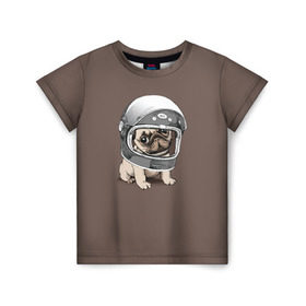 Детская футболка 3D с принтом Мопсик в скафандре в Санкт-Петербурге, 100% гипоаллергенный полиэфир | прямой крой, круглый вырез горловины, длина до линии бедер, чуть спущенное плечо, ткань немного тянется | домашние животные | мопс | пес | песик | собака | собачка