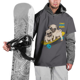 Накидка на куртку 3D с принтом Street skate PUPS в Санкт-Петербурге, 100% полиэстер |  | домашние животные | мопс | пес | песик | собака | собачка