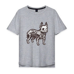 Мужская футболка хлопок Oversize с принтом Бульдог ренген в Санкт-Петербурге, 100% хлопок | свободный крой, круглый ворот, “спинка” длиннее передней части | бульдог | домашние животные | пес | песик | собака | собачка | французский бульдог