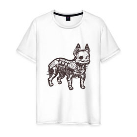 Мужская футболка хлопок с принтом Бульдог ренген в Санкт-Петербурге, 100% хлопок | прямой крой, круглый вырез горловины, длина до линии бедер, слегка спущенное плечо. | Тематика изображения на принте: бульдог | домашние животные | пес | песик | собака | собачка | французский бульдог