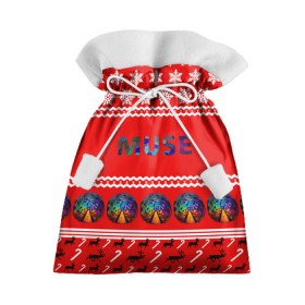 Подарочный 3D мешок с принтом Праздничный Muse в Санкт-Петербурге, 100% полиэстер | Размер: 29*39 см | Тематика изображения на принте: muse | альтернативный | группа | доминик ховард | знак | красный | крис уолстенхолм | мо | моус | моусе | муза | музе | мусе | мэттью беллами | надпись | новогодний | новый год | праздник | прогрессивный