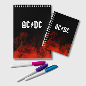 Блокнот с принтом AC DC в Санкт-Петербурге, 100% бумага | 48 листов, плотность листов — 60 г/м2, плотность картонной обложки — 250 г/м2. Листы скреплены удобной пружинной спиралью. Цвет линий — светло-серый
 | ac dc | logo | metal | music | rock | лого | логотип | метал | музыка | рок