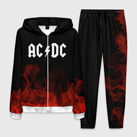 Мужской костюм 3D с принтом AC DC в Санкт-Петербурге, 100% полиэстер | Манжеты и пояс оформлены тканевой резинкой, двухслойный капюшон со шнурком для регулировки, карманы спереди | Тематика изображения на принте: ac dc | logo | metal | music | rock | лого | логотип | метал | музыка | рок