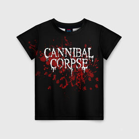 Детская футболка 3D с принтом Cannibal Corpse в Санкт-Петербурге, 100% гипоаллергенный полиэфир | прямой крой, круглый вырез горловины, длина до линии бедер, чуть спущенное плечо, ткань немного тянется | cannibal corpse | logo | metal | music | rock | лого | логотип | метал | музыка | рок