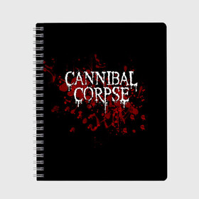 Тетрадь с принтом Cannibal Corpse в Санкт-Петербурге, 100% бумага | 48 листов, плотность листов — 60 г/м2, плотность картонной обложки — 250 г/м2. Листы скреплены сбоку удобной пружинной спиралью. Уголки страниц и обложки скругленные. Цвет линий — светло-серый
 | Тематика изображения на принте: cannibal corpse | logo | metal | music | rock | лого | логотип | метал | музыка | рок