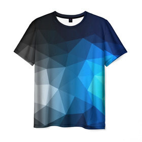 Мужская футболка 3D с принтом Gray&Blue collection abstract в Санкт-Петербурге, 100% полиэфир | прямой крой, круглый вырез горловины, длина до линии бедер | abstraction | geometry | polygon | абстракция | геометрия | грань | краски | кубик | кубики | линии | мозаика | полигон | разноцветные | ребро | текстура | тени | узор