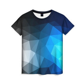 Женская футболка 3D с принтом Gray&Blue collection abstract в Санкт-Петербурге, 100% полиэфир ( синтетическое хлопкоподобное полотно) | прямой крой, круглый вырез горловины, длина до линии бедер | Тематика изображения на принте: abstraction | geometry | polygon | абстракция | геометрия | грань | краски | кубик | кубики | линии | мозаика | полигон | разноцветные | ребро | текстура | тени | узор