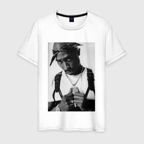 Мужская футболка хлопок с принтом 2pac в Санкт-Петербурге, 100% хлопок | прямой крой, круглый вырез горловины, длина до линии бедер, слегка спущенное плечо. | 2pac | hip hop тупак | rap