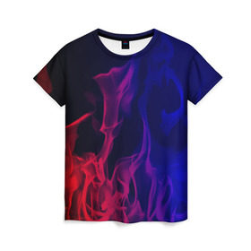 Женская футболка 3D с принтом Огненный стиль в Санкт-Петербурге, 100% полиэфир ( синтетическое хлопкоподобное полотно) | прямой крой, круглый вырез горловины, длина до линии бедер | fire | flame | in fire | smoke | в огне | дым | огненный | огонь | текстуры