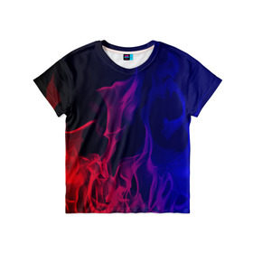 Детская футболка 3D с принтом Огненный стиль в Санкт-Петербурге, 100% гипоаллергенный полиэфир | прямой крой, круглый вырез горловины, длина до линии бедер, чуть спущенное плечо, ткань немного тянется | fire | flame | in fire | smoke | в огне | дым | огненный | огонь | текстуры
