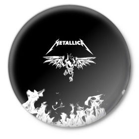 Значок с принтом Metallica в Санкт-Петербурге,  металл | круглая форма, металлическая застежка в виде булавки | metallica | группа | джеймс хэтфилд | кирк хэмметт | ларс ульрих | метал | металика | металлика | миталика | музыка | роберт трухильо | рок | трэш | трэшметал | хард | хардрок | хеви | хевиметал