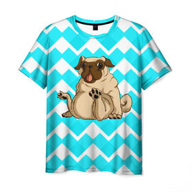 Мужская футболка 3D с принтом Забавный мопс в Санкт-Петербурге, 100% полиэфир | прямой крой, круглый вырез горловины, длина до линии бедер | animal | dog | pet | pug | puppy | арт | бульдог | животные | милые | мопс | пес | собаки | текстура