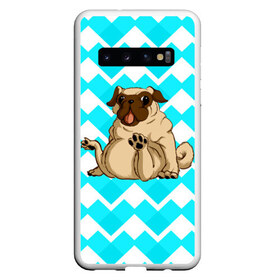 Чехол для Samsung Galaxy S10 с принтом Забавный мопс в Санкт-Петербурге, Силикон | Область печати: задняя сторона чехла, без боковых панелей | animal | dog | pet | pug | puppy | арт | бульдог | животные | милые | мопс | пес | собаки | текстура