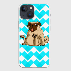 Чехол для iPhone 13 mini с принтом Забавный мопс в Санкт-Петербурге,  |  | animal | dog | pet | pug | puppy | арт | бульдог | животные | милые | мопс | пес | собаки | текстура