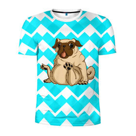 Мужская футболка 3D спортивная с принтом Забавный мопс в Санкт-Петербурге, 100% полиэстер с улучшенными характеристиками | приталенный силуэт, круглая горловина, широкие плечи, сужается к линии бедра | animal | dog | pet | pug | puppy | арт | бульдог | животные | милые | мопс | пес | собаки | текстура