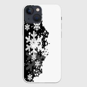 Чехол для iPhone 13 mini с принтом Снежные узоры в Санкт-Петербурге,  |  | black | christmas | new year | pattern | white | абстракция | зима | новый год | рождество | снег | снежинки | узор | черно белые