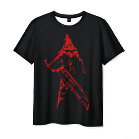 Мужская футболка 3D с принтом Пирамидоголовый в Санкт-Петербурге, 100% полиэфир | прямой крой, круглый вырез горловины, длина до линии бедер | hill | resident evil | silent | анубис | зла | зло | нож | обитель | пирамидоголовый | сайлент | ужасы | хилл