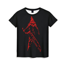 Женская футболка 3D с принтом Пирамидоголовый в Санкт-Петербурге, 100% полиэфир ( синтетическое хлопкоподобное полотно) | прямой крой, круглый вырез горловины, длина до линии бедер | hill | resident evil | silent | анубис | зла | зло | нож | обитель | пирамидоголовый | сайлент | ужасы | хилл
