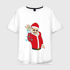 Мужская футболка хлопок Oversize с принтом новый год 2018 в Санкт-Петербурге, 100% хлопок | свободный крой, круглый ворот, “спинка” длиннее передней части | Тематика изображения на принте: дед мороз | ёлка | мемес | снежинки