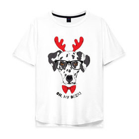 Мужская футболка хлопок Oversize с принтом Далматинец с бабочкой в Санкт-Петербурге, 100% хлопок | свободный крой, круглый ворот, “спинка” длиннее передней части | далматин | далматинец | домашние животные | пес | песик | собака | собачка | терьер | шпиц