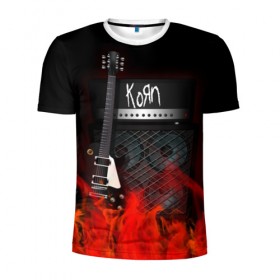 Мужская футболка 3D спортивная с принтом Korn в Санкт-Петербурге, 100% полиэстер с улучшенными характеристиками | приталенный силуэт, круглая горловина, широкие плечи, сужается к линии бедра | korn | logo | metal | music | rock | лого | логотип | метал | музыка | рок