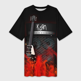 Платье-футболка 3D с принтом Korn в Санкт-Петербурге,  |  | korn | logo | metal | music | rock | лого | логотип | метал | музыка | рок