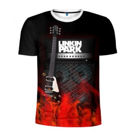 Мужская футболка 3D спортивная с принтом Linkin Park в Санкт-Петербурге, 100% полиэстер с улучшенными характеристиками | приталенный силуэт, круглая горловина, широкие плечи, сужается к линии бедра | Тематика изображения на принте: linkin park | logo | metal | music | rock | лого | логотип | метал | музыка | рок
