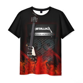 Мужская футболка 3D с принтом Metallica в Санкт-Петербурге, 100% полиэфир | прямой крой, круглый вырез горловины, длина до линии бедер | Тематика изображения на принте: logo | metal | metallica | music | rock | лого | логотип | метал | металика | металлика | музыка | рок