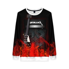 Женский свитшот 3D с принтом Metallica в Санкт-Петербурге, 100% полиэстер с мягким внутренним слоем | круглый вырез горловины, мягкая резинка на манжетах и поясе, свободная посадка по фигуре | Тематика изображения на принте: logo | metal | metallica | music | rock | лого | логотип | метал | металика | металлика | музыка | рок