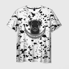 Мужская футболка 3D с принтом LABRADOR RETRIEVER в Санкт-Петербурге, 100% полиэфир | прямой крой, круглый вырез горловины, длина до линии бедер | dog | labrador retriever | животные | милые животные | пёсик | пятна | собаки | собачка | текстура