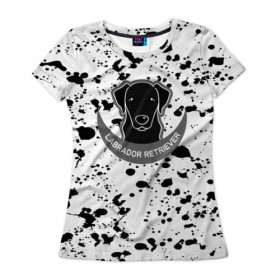 Женская футболка 3D с принтом LABRADOR RETRIEVER в Санкт-Петербурге, 100% полиэфир ( синтетическое хлопкоподобное полотно) | прямой крой, круглый вырез горловины, длина до линии бедер | Тематика изображения на принте: dog | labrador retriever | животные | милые животные | пёсик | пятна | собаки | собачка | текстура