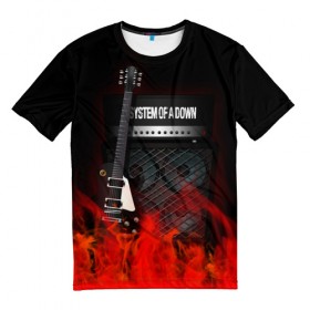 Мужская футболка 3D с принтом System of a Down в Санкт-Петербурге, 100% полиэфир | прямой крой, круглый вырез горловины, длина до линии бедер | logo | metal | music | rock | soad | system of a down | лого | логотип | метал | музыка | рок