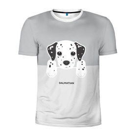 Мужская футболка 3D спортивная с принтом Dalmatian Puppy в Санкт-Петербурге, 100% полиэстер с улучшенными характеристиками | приталенный силуэт, круглая горловина, широкие плечи, сужается к линии бедра | Тематика изображения на принте: далматин | далматинец | домашние животные | пес | песик | собака | собачка | терьер | шпиц