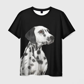 Мужская футболка 3D с принтом Далматинец арт в Санкт-Петербурге, 100% полиэфир | прямой крой, круглый вырез горловины, длина до линии бедер | далматин | далматинец | домашние животные | пес | песик | собака | собачка | терьер | шпиц
