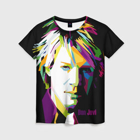 Женская футболка 3D с принтом Jon Bon Jovi в Санкт-Петербурге, 100% полиэфир ( синтетическое хлопкоподобное полотно) | прямой крой, круглый вырез горловины, длина до линии бедер | bon jovi | jon bon jovi | актер | американская | американский | вокалист | гитарист | джон фрэнсис бонджови | искусство | лидер | лунный свет и валентино | маленький город | младший | молодые стрелки 2