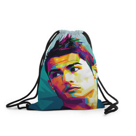 Рюкзак-мешок 3D с принтом Cristiano Ronaldo в Санкт-Петербурге, 100% полиэстер | плотность ткани — 200 г/м2, размер — 35 х 45 см; лямки — толстые шнурки, застежка на шнуровке, без карманов и подкладки | криштиану | реал мадрид | роналду