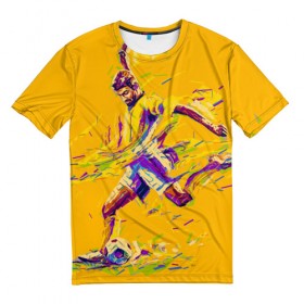 Мужская футболка 3D с принтом Футболист в Санкт-Петербурге, 100% полиэфир | прямой крой, круглый вырез горловины, длина до линии бедер | pop art | поп арт | цвета | яркие