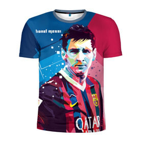 Мужская футболка 3D спортивная с принтом Lionel Messi в Санкт-Петербурге, 100% полиэстер с улучшенными характеристиками | приталенный силуэт, круглая горловина, широкие плечи, сужается к линии бедра | barcelona | lionel | messi | барселона | лионель | месси | поп арт