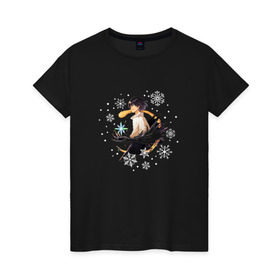 Женская футболка хлопок с принтом Snow Howl в Санкт-Петербурге, 100% хлопок | прямой крой, круглый вырез горловины, длина до линии бедер, слегка спущенное плечо | howl | howls moving castle | хаул | ходячий замок | ходячий замок хаула