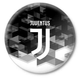 Значок с принтом Juventus 2018 Geometry Sport в Санкт-Петербурге,  металл | круглая форма, металлическая застежка в виде булавки | Тематика изображения на принте: juventus | спорт | спортивные | футбол | футбольный клуб | ювентус