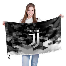 Флаг 3D с принтом Juventus 2018 Geometry Sport в Санкт-Петербурге, 100% полиэстер | плотность ткани — 95 г/м2, размер — 67 х 109 см. Принт наносится с одной стороны | juventus | спорт | спортивные | футбол | футбольный клуб | ювентус