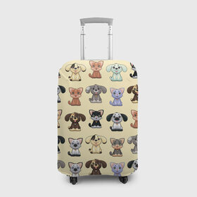 Чехол для чемодана 3D с принтом Милые пушистики в Санкт-Петербурге, 86% полиэфир, 14% спандекс | двустороннее нанесение принта, прорези для ручек и колес | год собаки | новый год | пес | собака | щенок