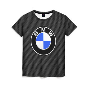 Женская футболка 3D с принтом BMW CARBON в Санкт-Петербурге, 100% полиэфир ( синтетическое хлопкоподобное полотно) | прямой крой, круглый вырез горловины, длина до линии бедер | bmw | bmw motorsport | bmw performance | carbon | m | motorsport | performance | sport | бмв | карбон | моторспорт | спорт