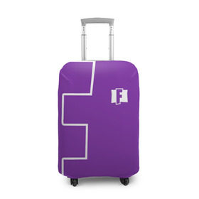 Чехол для чемодана 3D с принтом FORTNITE big logo в Санкт-Петербурге, 86% полиэфир, 14% спандекс | двустороннее нанесение принта, прорези для ручек и колес | battle | battle royal | fortnite | royal | боевик | игры | логотип | фиолетовый