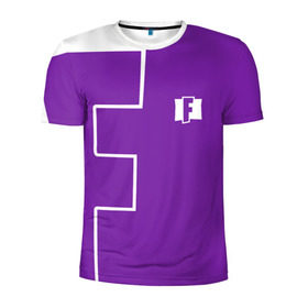 Мужская футболка 3D спортивная с принтом FORTNITE big logo в Санкт-Петербурге, 100% полиэстер с улучшенными характеристиками | приталенный силуэт, круглая горловина, широкие плечи, сужается к линии бедра | battle | battle royal | fortnite | royal | боевик | игры | логотип | фиолетовый