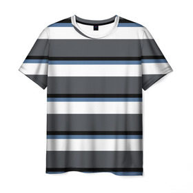 Мужская футболка 3D с принтом Моряк в Санкт-Петербурге, 100% полиэфир | прямой крой, круглый вырез горловины, длина до линии бедер | белый | для | море | морская | морской | моряк | моряка | мужчины | настроение | подарок | полосы | серый | синий | спокойствие | тельняшка | тема | черный