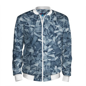 Мужской бомбер 3D с принтом Бумажные голуби в Санкт-Петербурге, 100% полиэстер | застегивается на молнию, по бокам два кармана без застежек, по низу бомбера и на воротнике - эластичная резинка | бумага | геометрия | голубь | камуфляж | милитари | оригами | паттерн | поделка | птицы | серый | синий