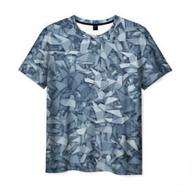 Мужская футболка 3D с принтом Бумажные голуби в Санкт-Петербурге, 100% полиэфир | прямой крой, круглый вырез горловины, длина до линии бедер | бумага | геометрия | голубь | камуфляж | милитари | оригами | паттерн | поделка | птицы | серый | синий