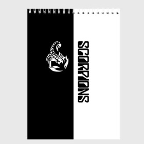 Скетчбук с принтом Scorpions в Санкт-Петербурге, 100% бумага
 | 48 листов, плотность листов — 100 г/м2, плотность картонной обложки — 250 г/м2. Листы скреплены сверху удобной пружинной спиралью | scorpions | группа | скорпионс | хард | хардрок
